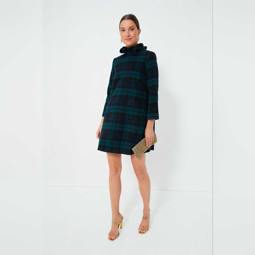 NWT TUCKERNUCK Blackwatch Plaid Daphne Dress Green Wool Blend Plus Size … - Picture 2 of 9